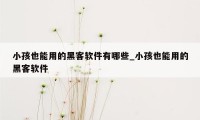 小孩也能用的黑客软件有哪些_小孩也能用的黑客软件