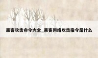 黑客攻击命令大全_黑客网络攻击指令是什么