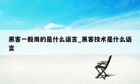 黑客一般用的是什么语言_黑客技术是什么语言