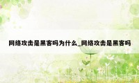 网络攻击是黑客吗为什么_网络攻击是黑客吗