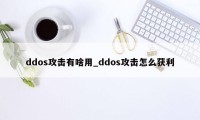 ddos攻击有啥用_ddos攻击怎么获利