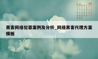 黑客网络犯罪案例及分析_网络黑客代理方案模板