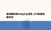 服务器防御100g什么意思_bt5防服务器攻击