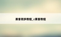 黑客初步教程_c黑客教程