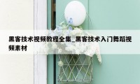 黑客技术视频教程全集_黑客技术入门舞蹈视频素材