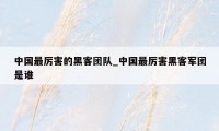 中国最厉害的黑客团队_中国最厉害黑客军团是谁