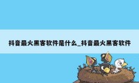 抖音最火黑客软件是什么_抖音最火黑客软件