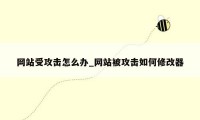 网站受攻击怎么办_网站被攻击如何修改器