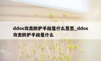 ddos攻击防护手段是什么意思_ddos攻击防护手段是什么