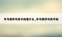 木马程序攻击手段是什么_木马程序攻击手段