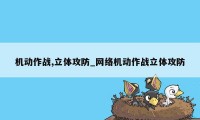 机动作战,立体攻防_网络机动作战立体攻防