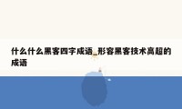 什么什么黑客四字成语_形容黑客技术高超的成语