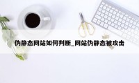 伪静态网站如何判断_网站伪静态被攻击