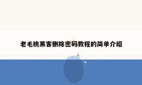 老毛桃黑客删除密码教程的简单介绍