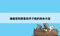 破解密码黑客软件下载的简单介绍