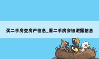 买二手房查房产信息_看二手房会被泄露信息