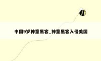 中国9岁神童黑客_神童黑客入侵美国