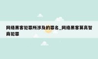 网络黑客犯罪所涉及的罪名_网络黑客算高智商犯罪