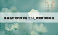 黑客最厉害的技术是什么?_黑客技术哪家强