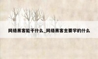 网络黑客能干什么_网络黑客主要学的什么