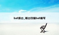 bat接口_端口扫描bat编写