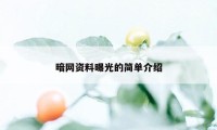 暗网资料曝光的简单介绍