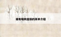 谁有暗网连接的简单介绍