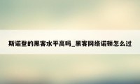 斯诺登的黑客水平高吗_黑客网络诺顿怎么过
