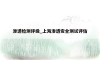 渗透检测评级_上海渗透安全测试评估