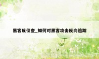 黑客反侦查_如何对黑客攻击反向追踪